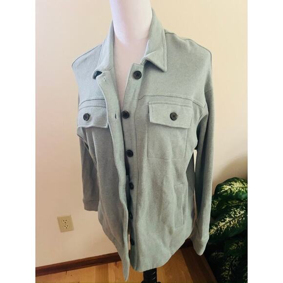 Madewell Brushed Knit Shirt Jacket Mint - Picture 5 of 8